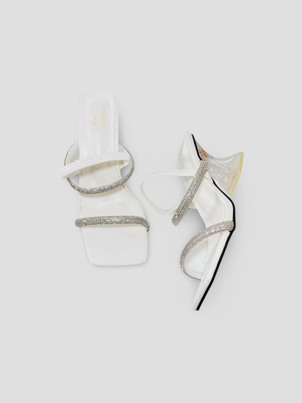 Crystal Strap with Clear Block Heels