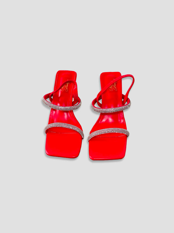 Crystal Strap with Clear Block Heels