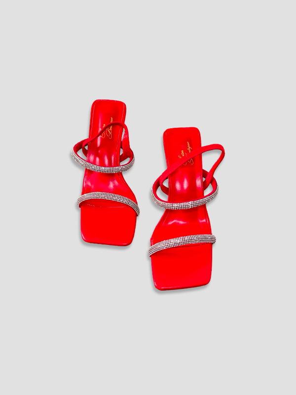 Crystal Strap with Clear Block Heels