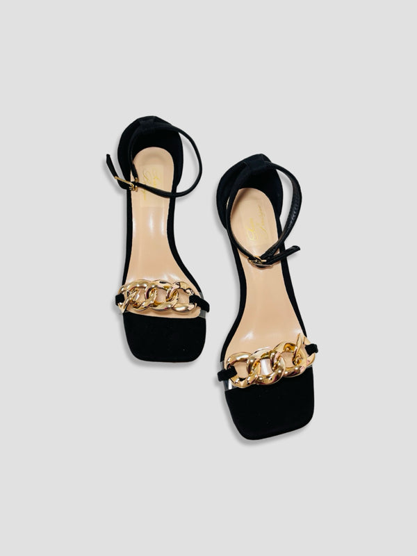 Gold Chain Ankle Strap Heels