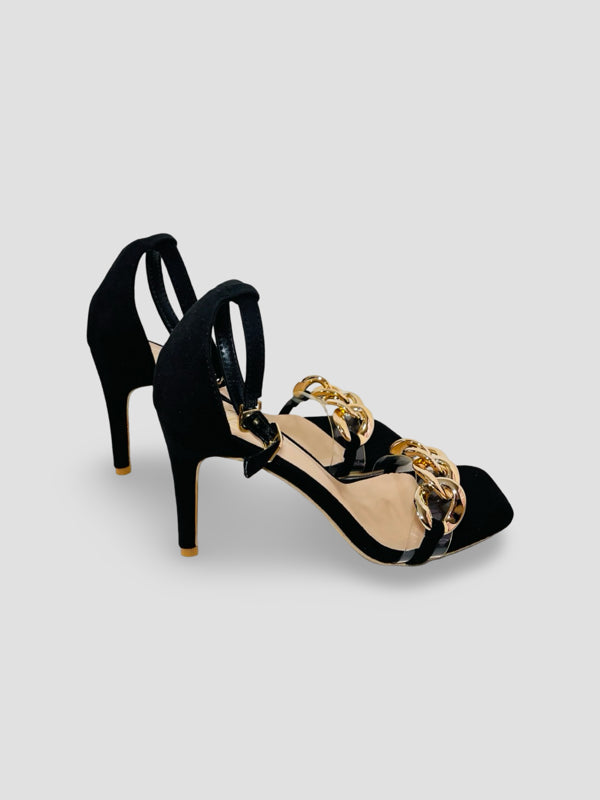 Gold Chain Ankle Strap Heels