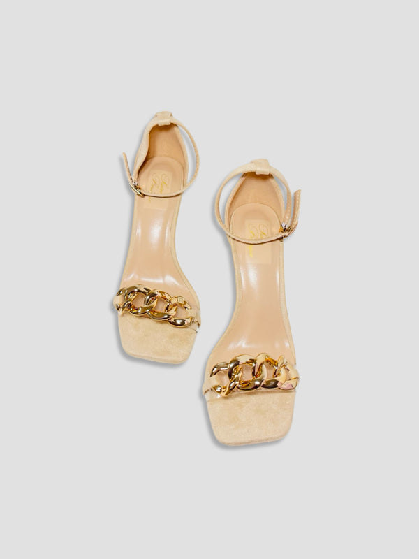 Gold Chain Ankle Strap Heels