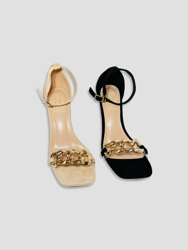 Gold Chain Ankle Strap Heels