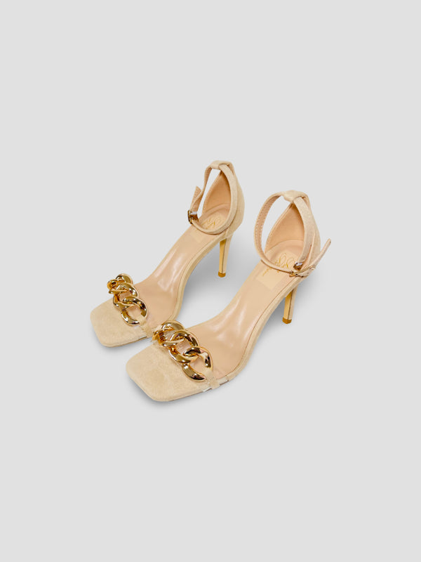 Gold Chain Ankle Strap Heels