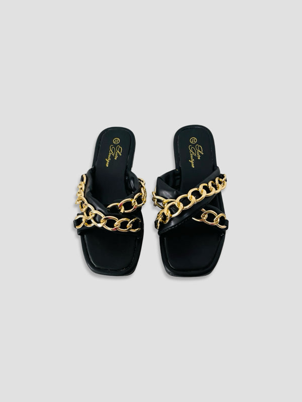 Luxe Chain-Link Slide Sandals