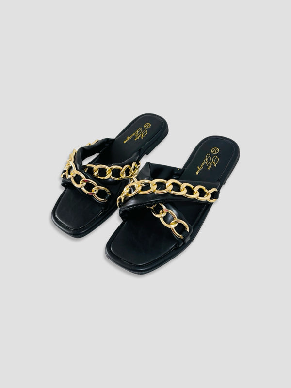 Luxe Chain-Link Slide Sandals