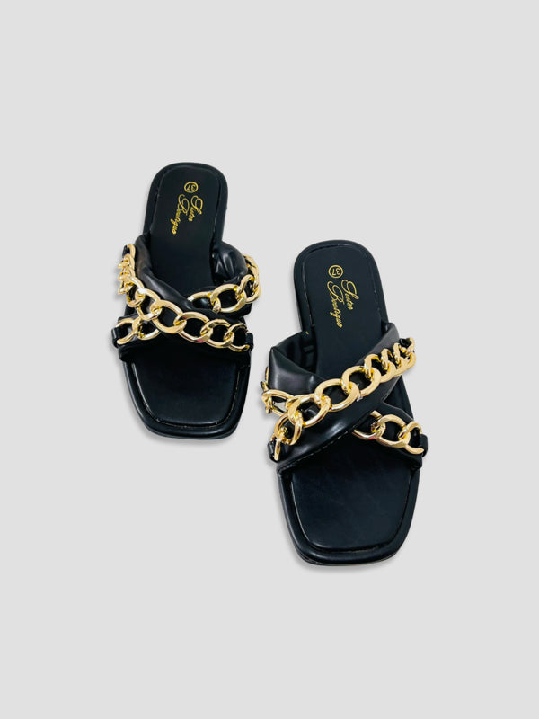 Luxe Chain-Link Slide Sandals
