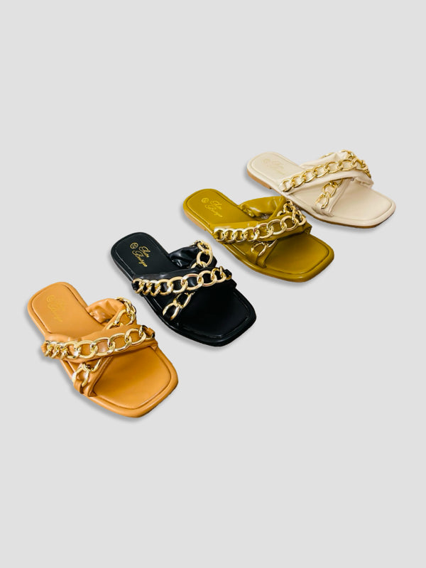 Luxe Chain-Link Slide Sandals