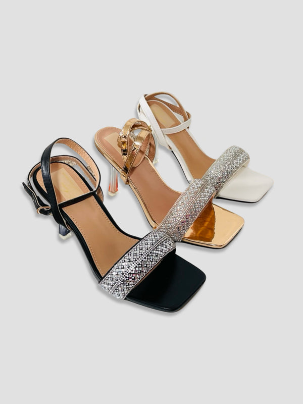 Crystal Embellished Ankle-Strap Stilettos