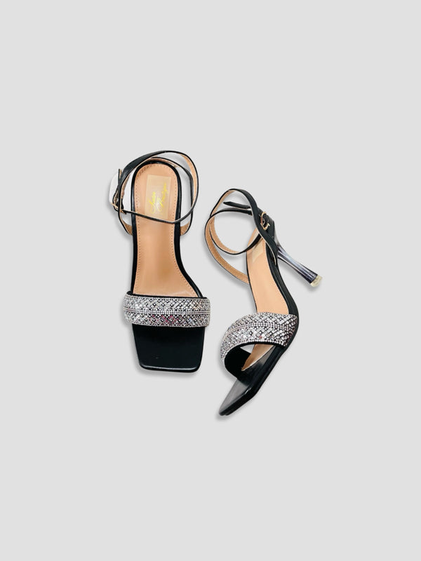 Crystal Embellished Ankle-Strap Stilettos