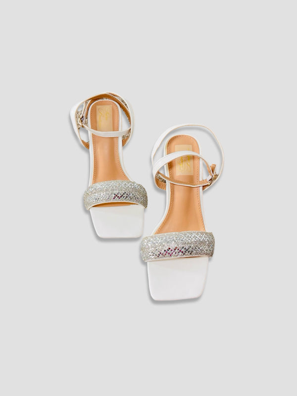 Crystal Embellished Ankle-Strap Stilettos