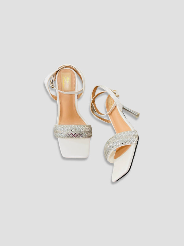 Crystal Embellished Ankle-Strap Stilettos