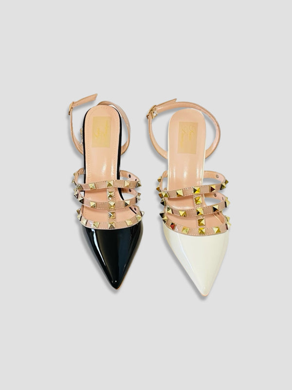 Studded Black Patent Heels