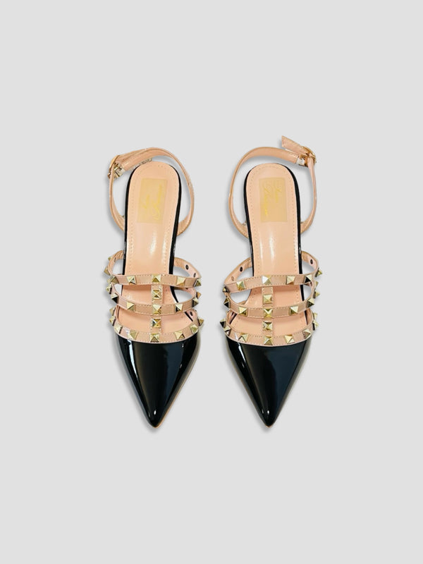 Studded Black Patent Heels
