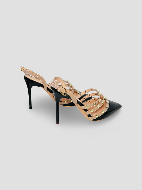 Studded Black Patent Heels