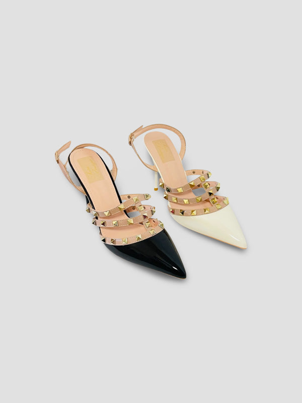 Studded Black Patent Heels
