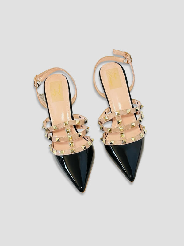 Studded Black Patent Heels
