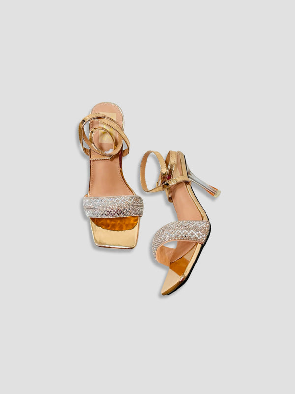 Crystal Embellished Ankle-Strap Stilettos