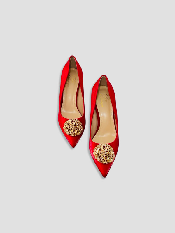 Glam Velvet Heels with Gold Accents