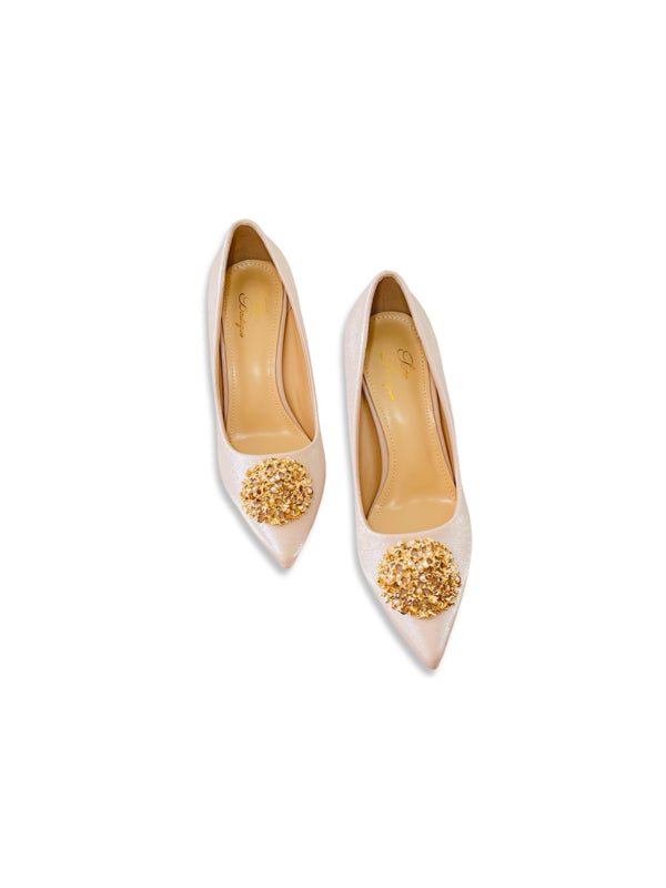 Glam Velvet Heels with Gold Accents