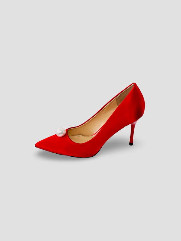 Pearl Luxe Satin Pumps