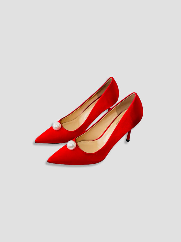 Pearl Luxe Satin Pumps