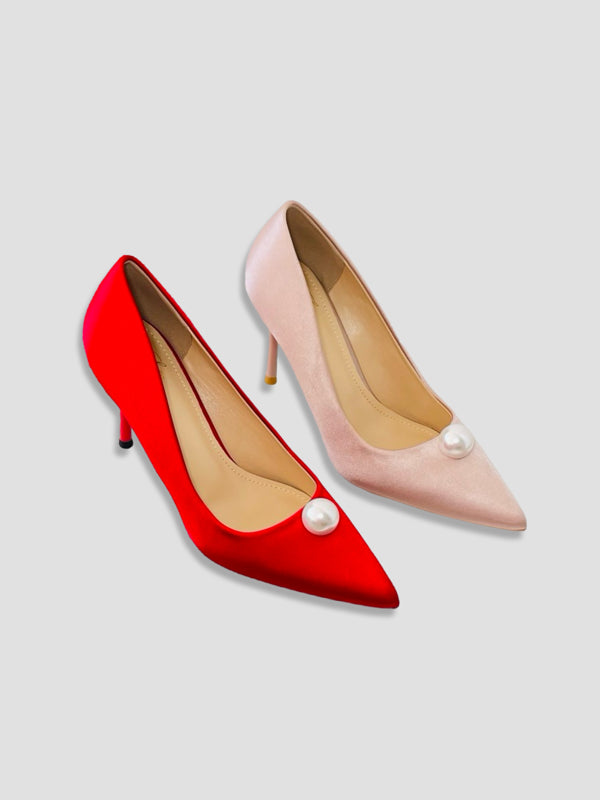 Pearl Luce Satin Pumps