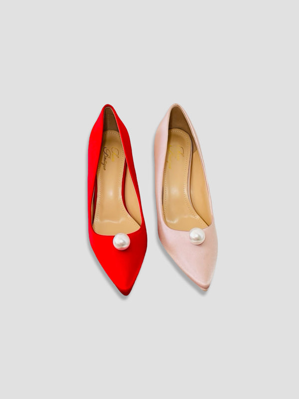 Pearl Luce Satin Pumps