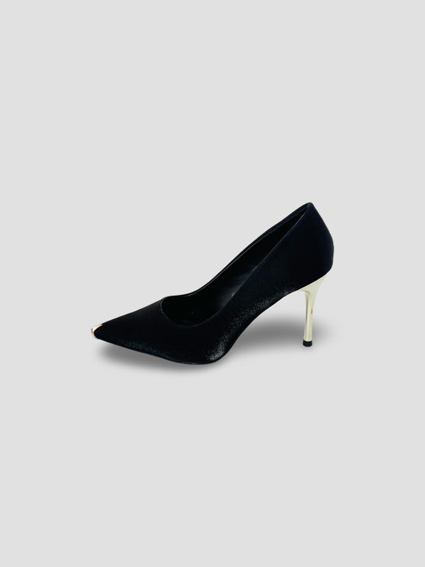 Velvet Gold Tip Stiletto Pumps