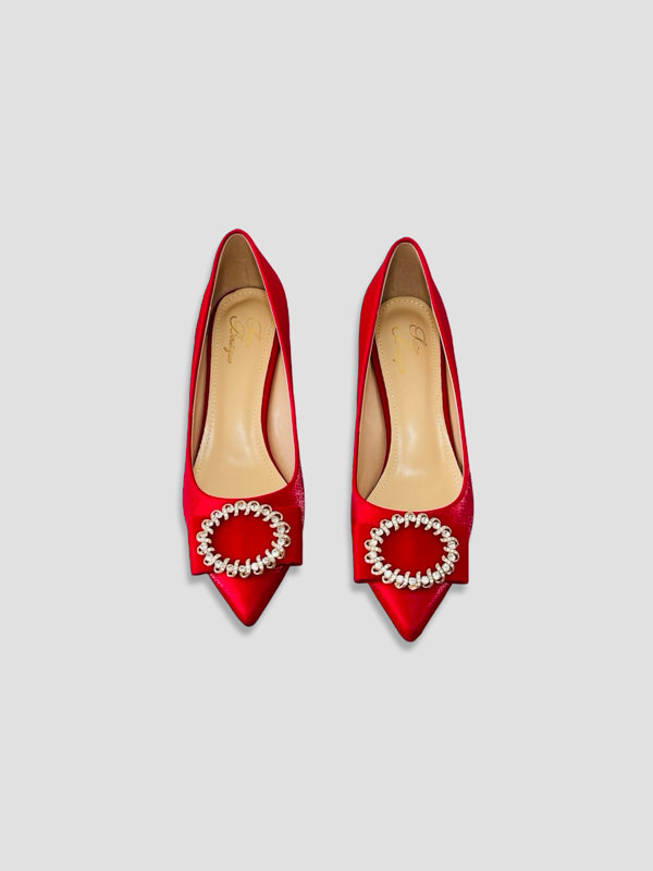Luxury Rhinestone Satin Heels