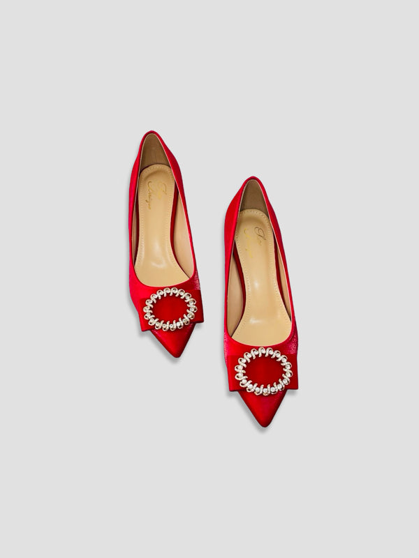 Luxury Rhinestone Satin Heels