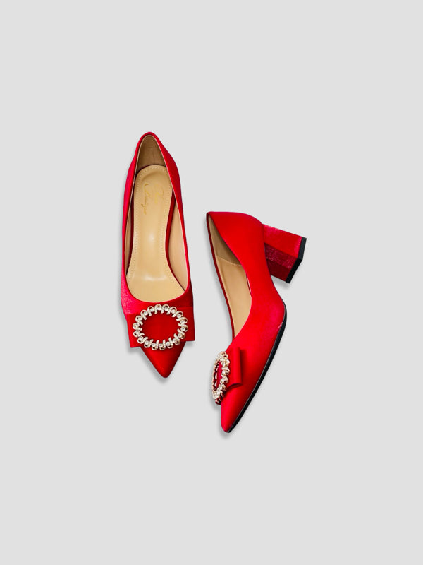 Luxury Rhinestone Satin Heels