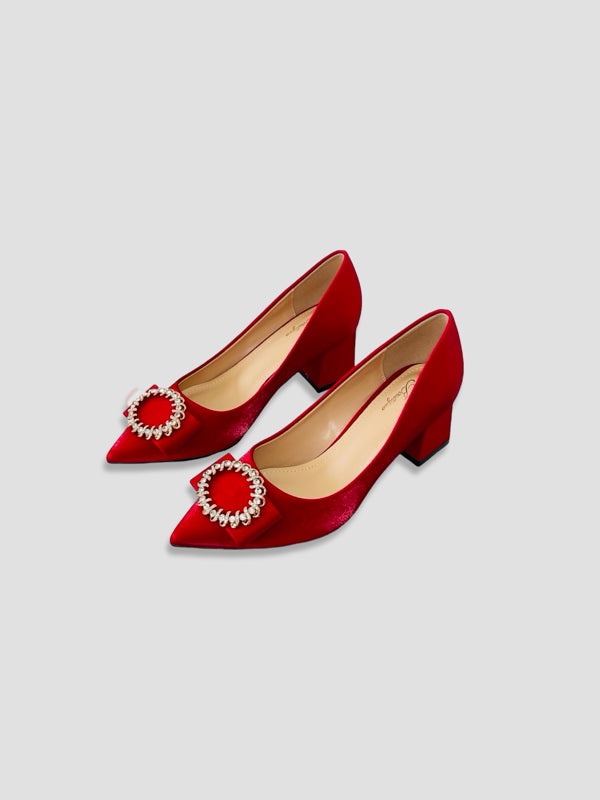 Luxury Rhinestone Satin Heels