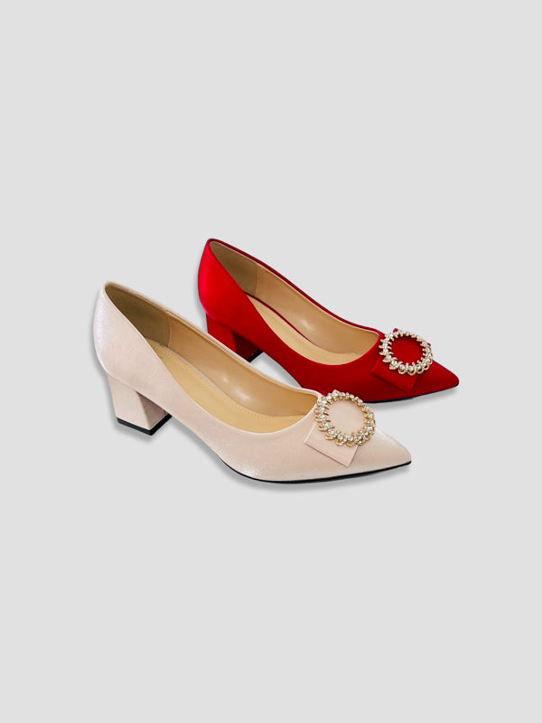 Luxury Rhinestone Satin Heels