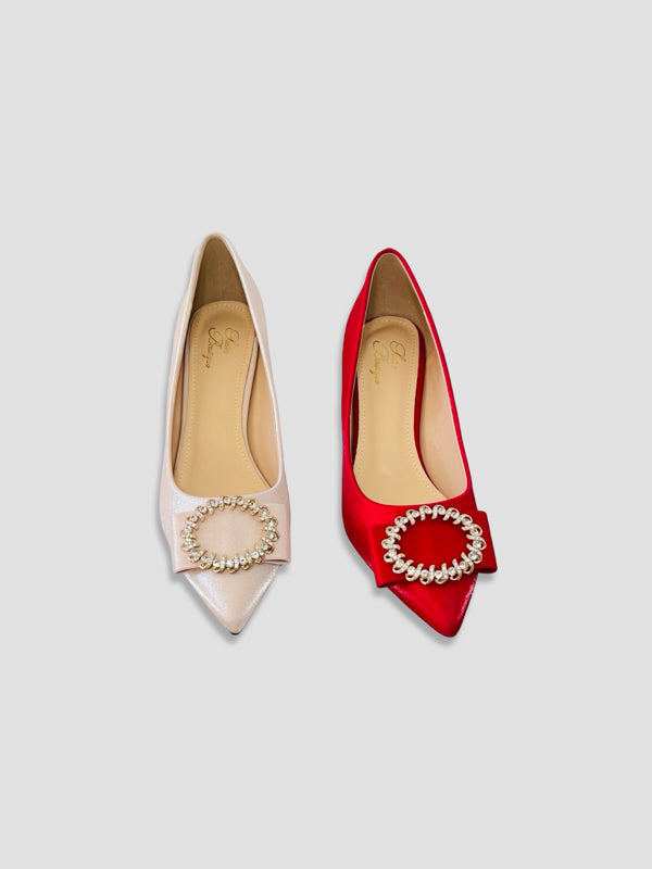 Luxury Rhinestone Satin Heels