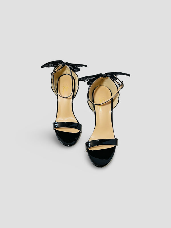 Patent Leather Lace-up Vivid Butterfly Stilettos