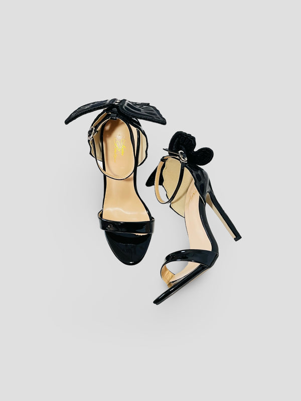 Patent Leather Lace-up Vivid Butterfly Stilettos