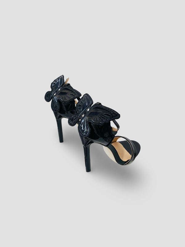 Patent Leather Lace-up Vivid Butterfly Stilettos