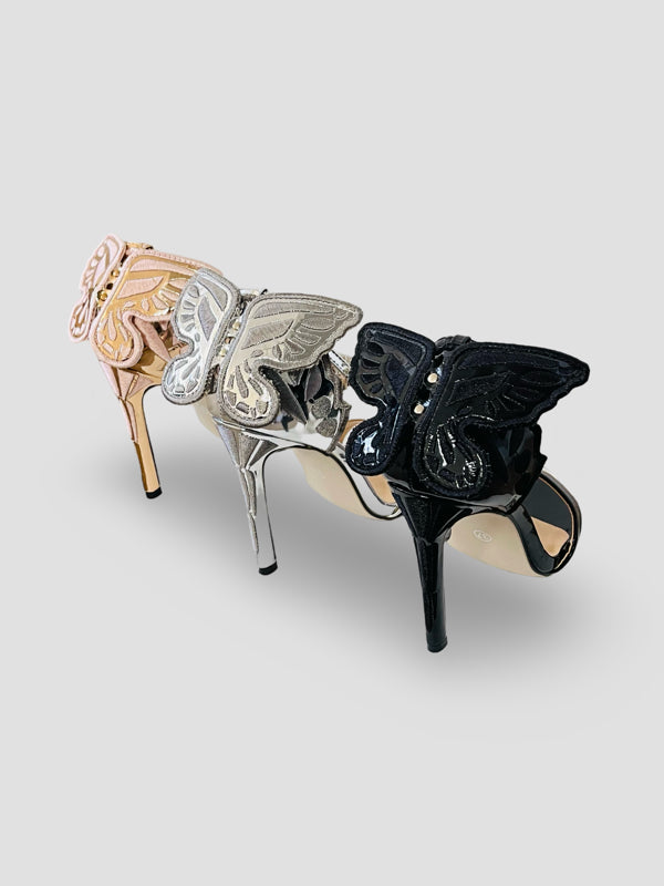 Patent Leather Lace-up Vivid Butterfly Stilettos