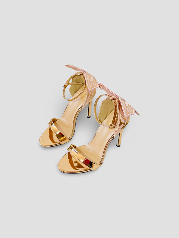 Patent Leather Lace-up Vivid Butterfly Stilettos