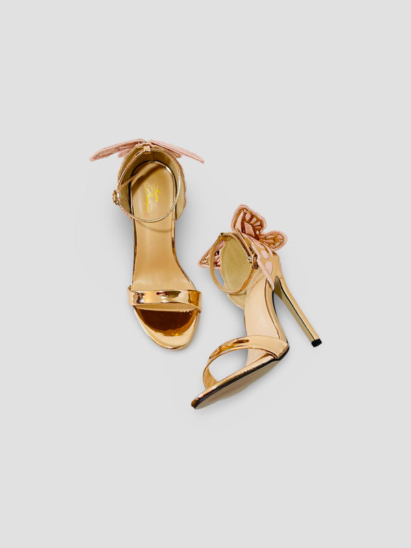 Patent Leather Lace-up Vivid Butterfly Stilettos