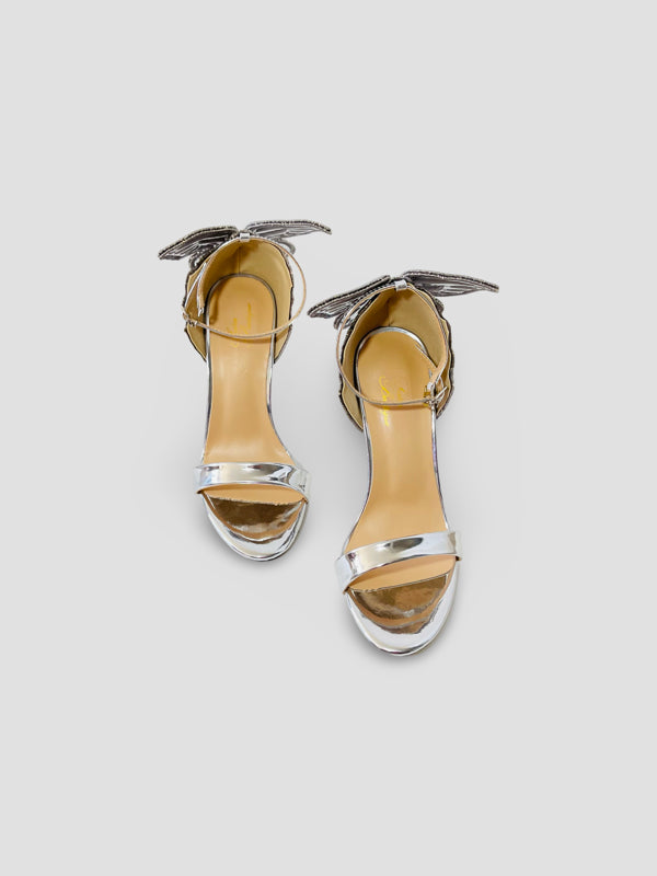 Patent Leather Lace-up Vivid Butterfly Stilettos