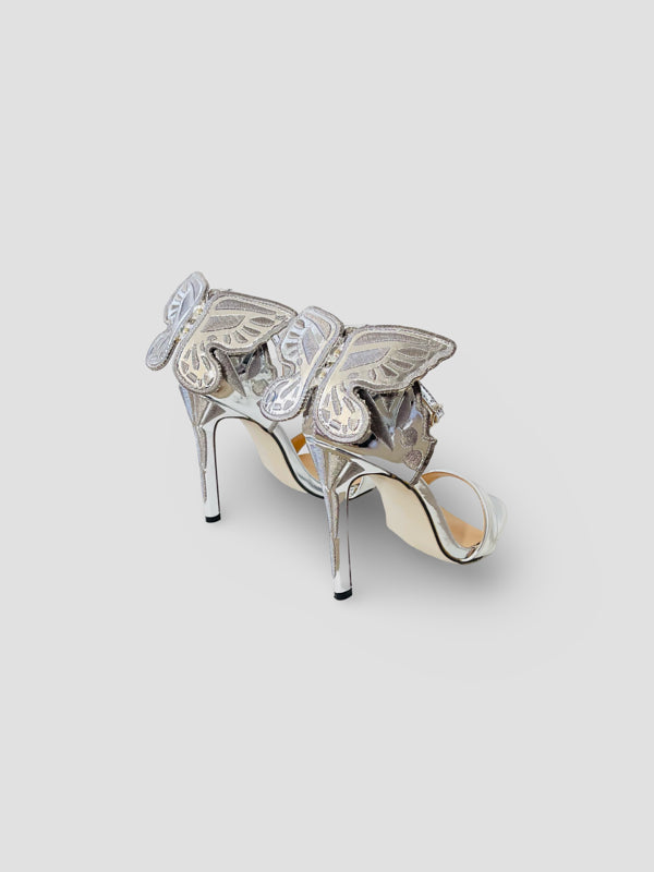 Patent Leather Lace-up Vivid Butterfly Stilettos