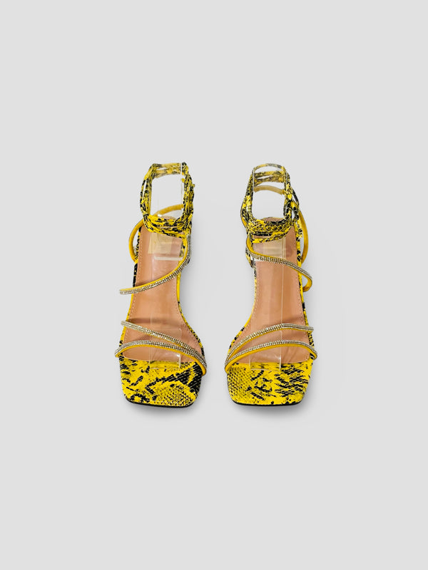 Snake Print Strappy High-Heel Sandals