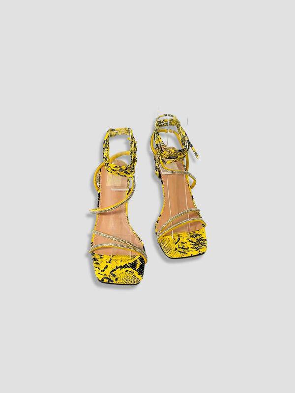 Snake Print Strappy High-Heel Sandals