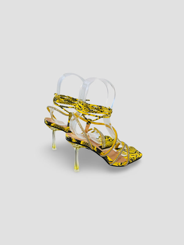 Snake Print Strappy High-Heel Sandals