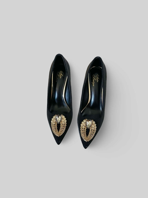 Luxury Suede Rhinestone Pumps
