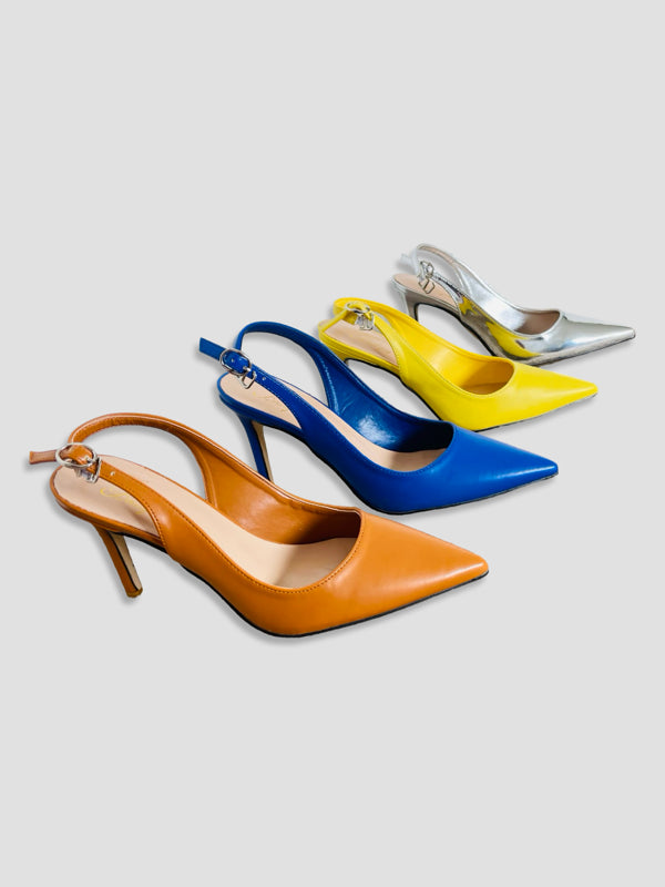 Women Pointed-Toe Slingback Heels