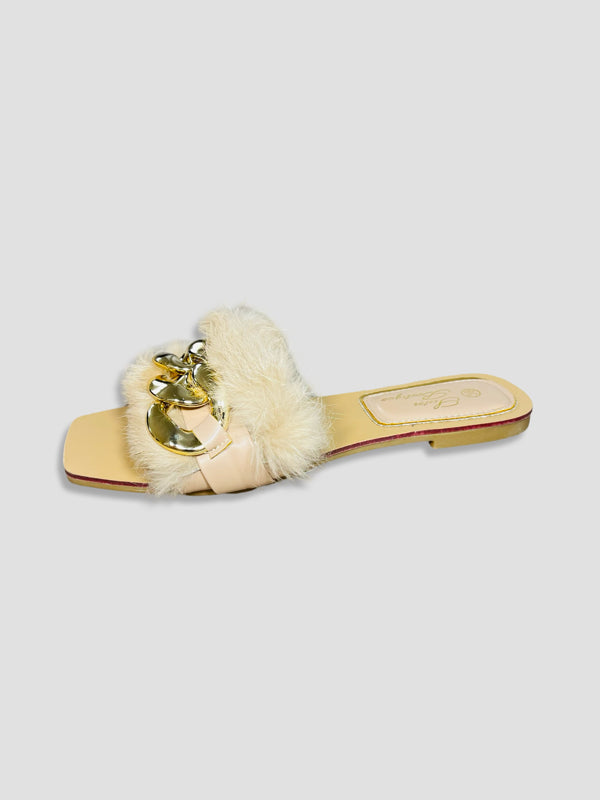 Fluffy Chain Decor Slippers