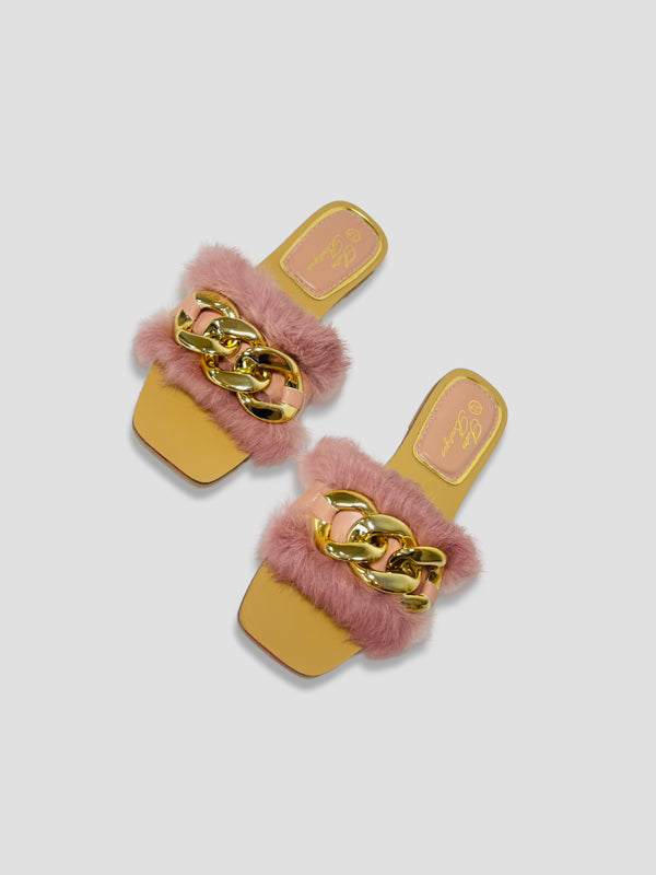 Fluffy Chain Decor Slippers